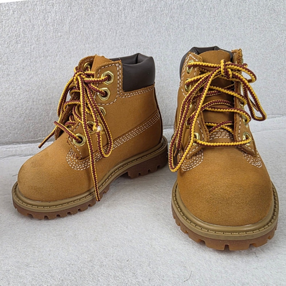 Timberland 6 Inch Premium Waterproof Boots Kids Size 4 Wheat Nubuck 12809